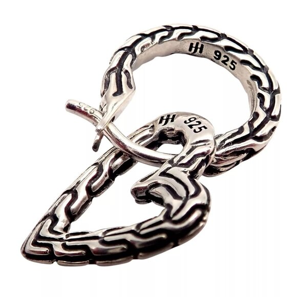 Authentic! John Hardy JH Silver Manah Heart Earrings - Picture 7 of 10